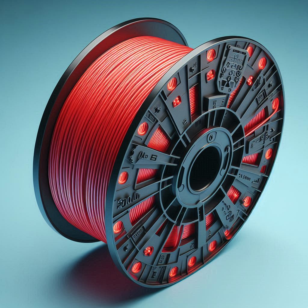 Filamentrolle mit rotem Filament